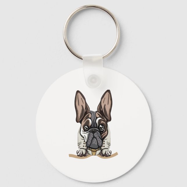 Dog in Pocket Funny Puppy for Dog Lovers Bulldog  Key Ring (Front)