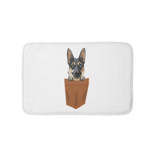 Dog in Pocket Funny Puppy for Dog Lovers German Sh Bath Mat (Front)