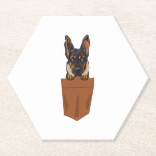 Dog in Pocket Funny Puppy for Dog Lovers Rottweile Paper Coaster