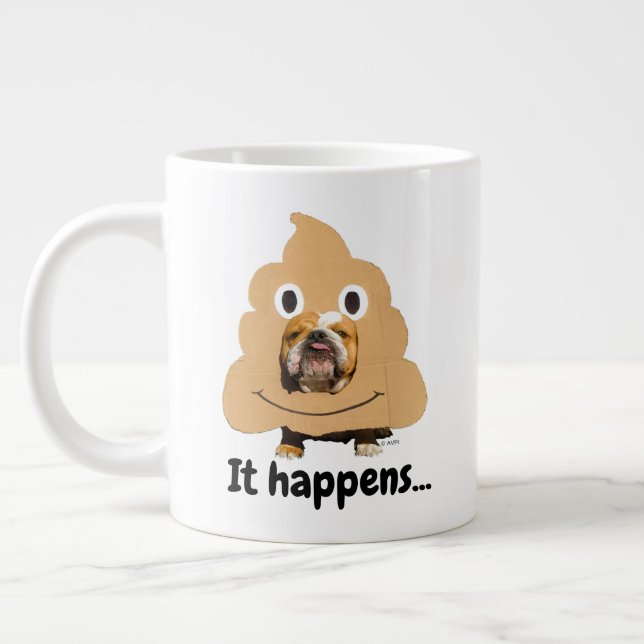 Dog in Poop Emoji Costume Large Coffee Mug (Left)