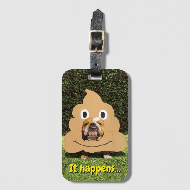 Dog in Poop Emoji Costume Luggage Tag (Front Vertical)