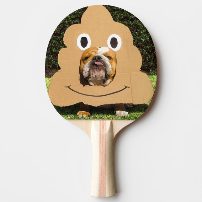 Dog in Poop Emoji Costume Ping Pong Paddle (Front)