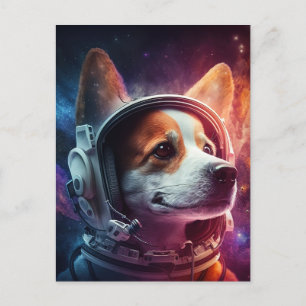 Dog in Space Astronaut Suit Postcard