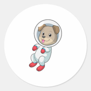 Dog in Space in Suit Classic Round Sticker