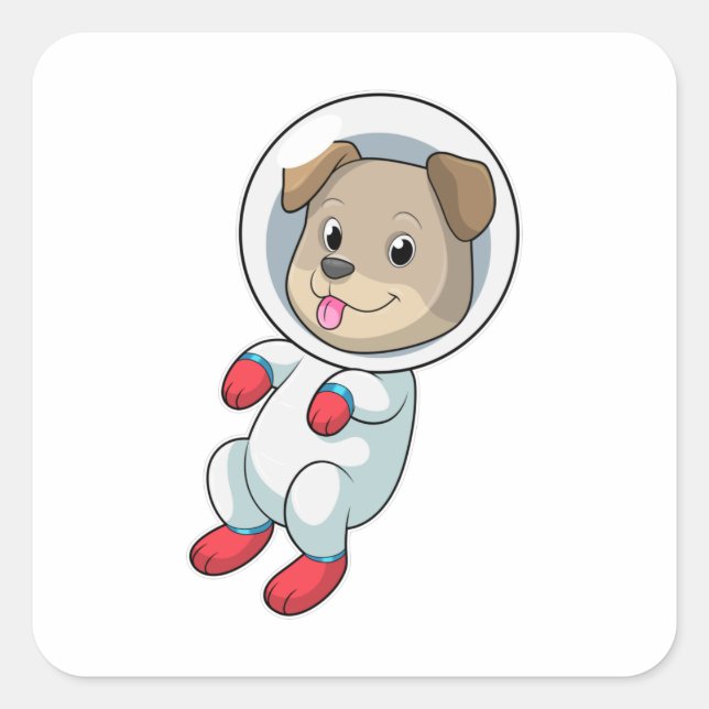 Dog in Space in Suit Square Sticker (Front)