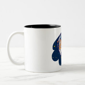 Dog in space Two-Tone coffee mug