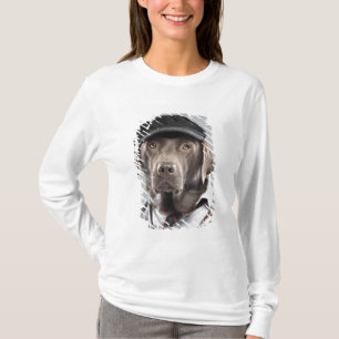 Dog in sweater and cap