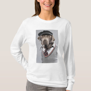 Dog in sweater and cap