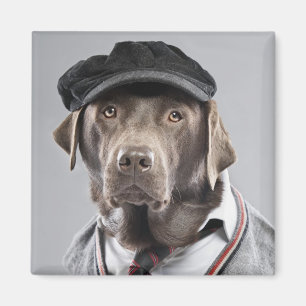 Dog in sweater and cap magnet