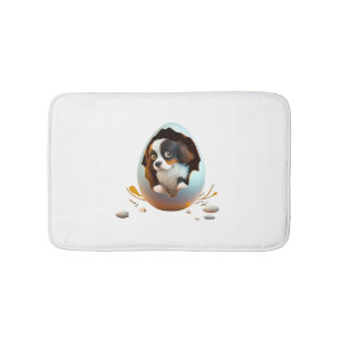 dog in the egg bath mat