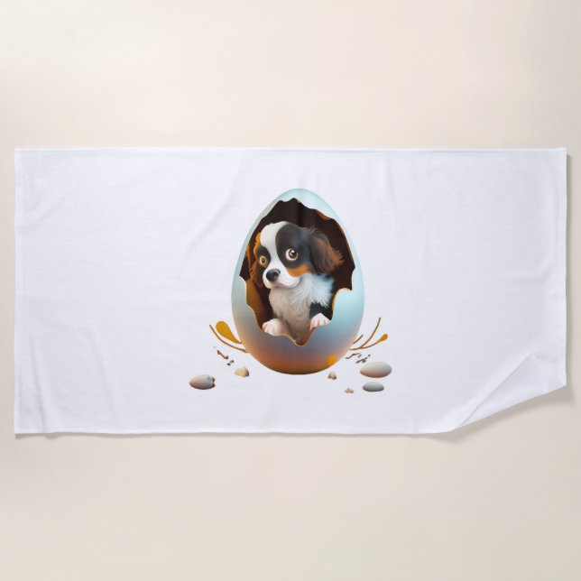dog in the egg beach towel (Front)