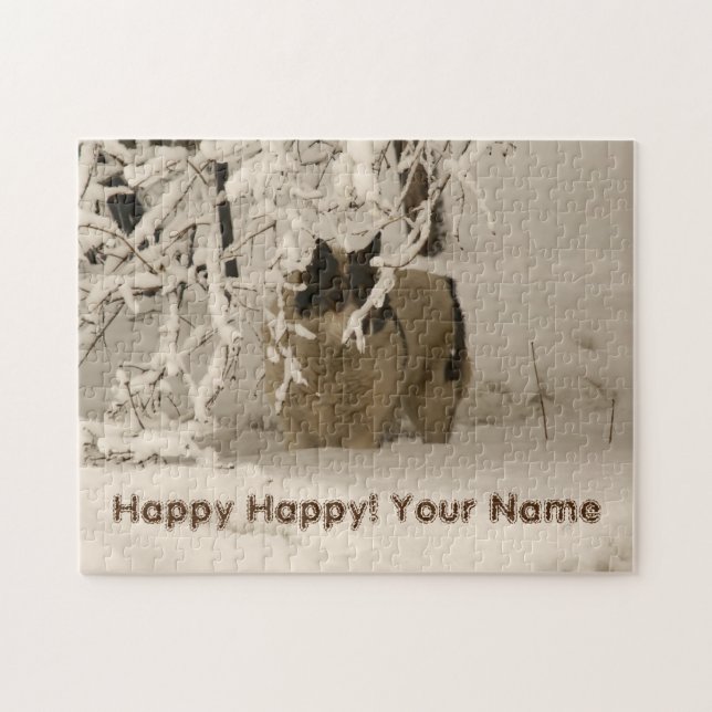 Dog in winter jigsaw puzzle (Horizontal)