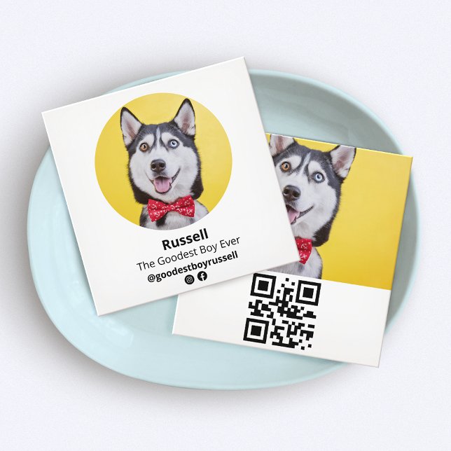 Dog Influencer  Custom Photo, Pet Square Business Card (Creator Uploaded)