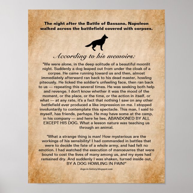 Dog Inspires Napoleon After the Battle of Bassano Poster (Front)