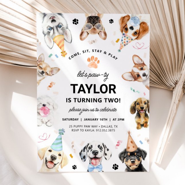 DOG Invitation, Boy Puppy Dog Birthday Invitation (Creator Uploaded)