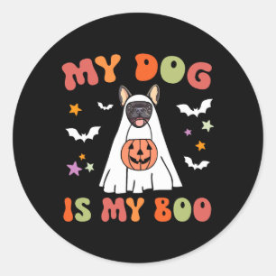 Dog Is Boo Black French Bulldog Halloween Costume Classic Round Sticker