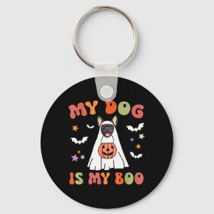 Dog Is Boo Black French Bulldog Halloween Costume Key Ring