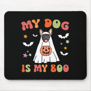 Dog Is Boo Black French Bulldog Halloween Costume Mouse Pad