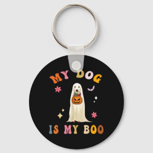 Dog Is Boo_ Cute Groovy Spooky Halloween Dog Key Ring