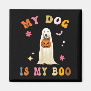 Dog Is Boo_ Cute Groovy Spooky Halloween Dog Magnet