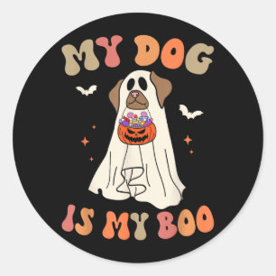Dog Is Boo Ghost Spooky Halloween Dog Lover Groovy Classic Round Sticker