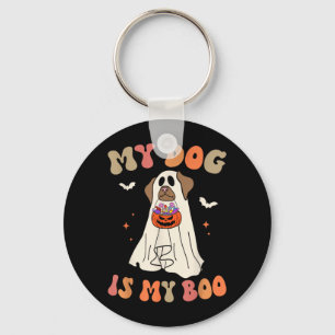 Dog Is Boo Ghost Spooky Halloween Dog Lover Groovy Key Ring