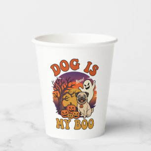 Dog Is Boo Halloween Pug Ghost Pumpkins_1 Paper Cups