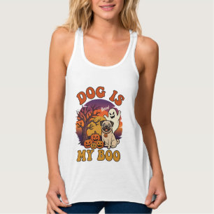 Dog Is Boo Halloween Pug Ghost Pumpkins_1 Singlet