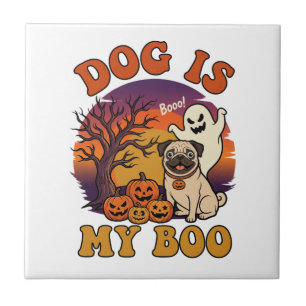 Dog Is Boo Halloween Pug Ghost Pumpkins_1 Tile