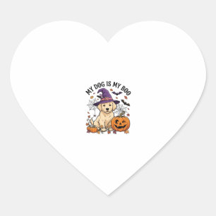 Dog Is Boo Halloween Witch Puppy Pumpkin_1 Heart Sticker