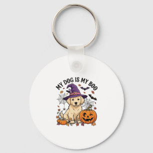 Dog Is Boo Halloween Witch Puppy Pumpkin_1 Key Ring