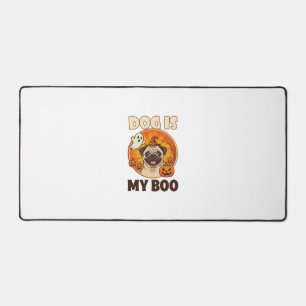 Dog Is Boo Pug Halloween Ghost Pumpkin Desk Mat
