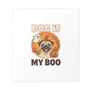Dog Is Boo Pug Halloween Ghost Pumpkin Notepad