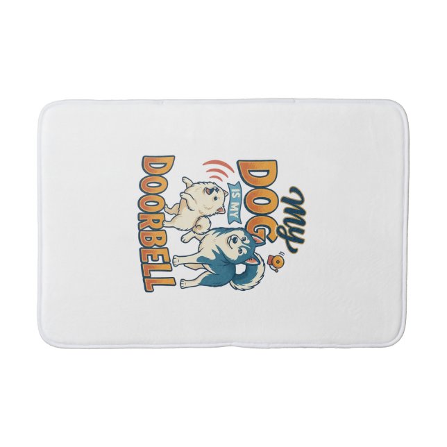 Dog Is Doorbell Barking White Blue_1 Bath Mat (Front)