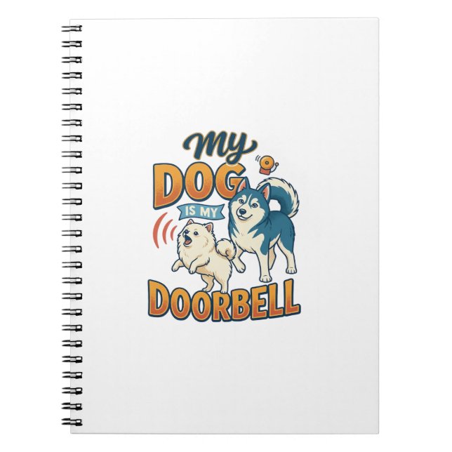 Dog Is Doorbell Barking White Blue_1 Notebook (Front)