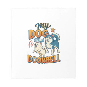 Dog Is Doorbell Barking White Blue_1 Notepad