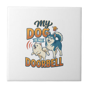 Dog Is Doorbell Barking White Blue_1 Tile