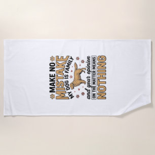 Dog Is Family Vintage Retriever Typography Design_ Beach Towel