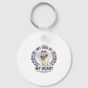 Dog Is Heart American Flag Sunglasses_1 Key Ring