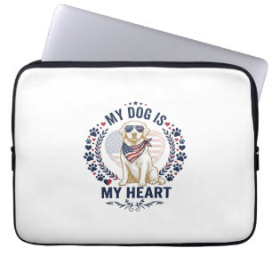 Dog Is Heart American Flag Sunglasses_1 Laptop Sleeve