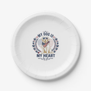 Dog Is Heart American Flag Sunglasses_1 Paper Plate