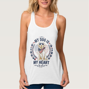 Dog Is Heart American Flag Sunglasses_1 Singlet