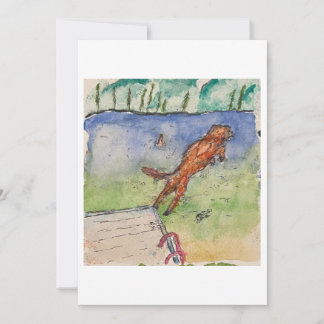 Dog Jumping Off Dock Greeting Card