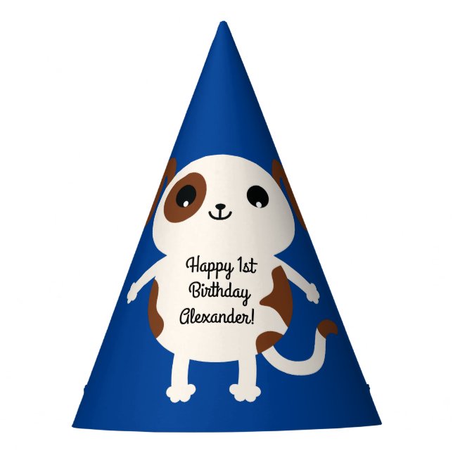 Dog Kids Birthday Party Puppy Party Hat (Front)