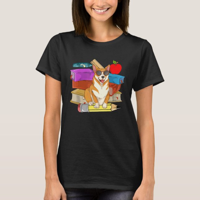 Dog  Kids School Student  Sunglasses Cute Corgi T-Shirt (Front)
