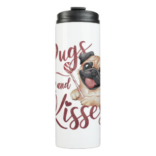 dog kiss .Pugs & Kisses Watercolor Tee Thermal Tumbler