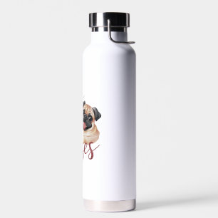 dog kiss .Pugs & Kisses Watercolor Tee Water Bottle