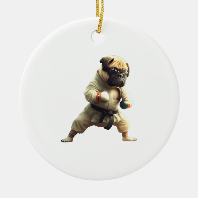 Dog Knows Karate transformed   Ceramic Tree Decoration (Front)