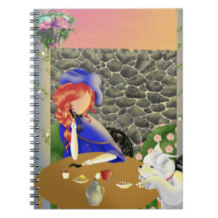 Dog & Lady in Cafe at sunset  Notebook