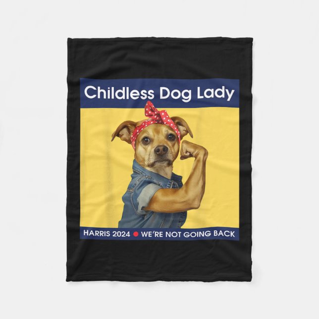 Dog Lady Kamala-harris 2024  Fleece Blanket (Front)